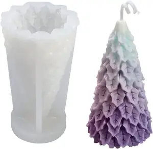 DIY工艺模具蜡烛香薰蜡烛肥皂蜡石膏聚合物粘土制作圣诞树形状蜡烛模具硅胶套装