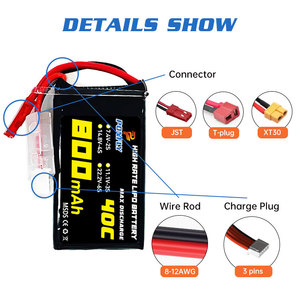 Ponfly 7.4V 800mAh 2S 40c Lipo Pin 11.1V 3S <span class=keywords><strong>Lithium</strong></span> Polymer Pin cho RC Xe Điện mô hình điều khiển từ xa đồ chơi - Product Image 4