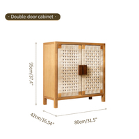 Buffet d'entrée Japandi en bois de frêne à 2 portes avec panneaux tressés, meuble de rangement côtier australien, organisateur pour l'Australie