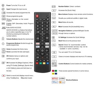 รีโมทคอนโทรล<span class=keywords><strong>ทีวี</strong></span>อเนกประสงค์ AKB75095307 รีโมทคอนโทรลทดแทน ใช้สำหรับทีวีแอลจี แอลซีดี - Product Image 6