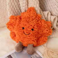 Pesanan Grosir OEM Boneka Plushie 8 inci Daun Maple Oranye Lembut Menggemaskan Lucu Bantal Daun Musim Gugur Hadiah