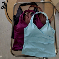 Soutien-gorge de sport sexy pour femme à col en V, maintien élevé, bretelles croisées, pour yoga et activités sportives, séchage rapide, tricot 100 % nylon
