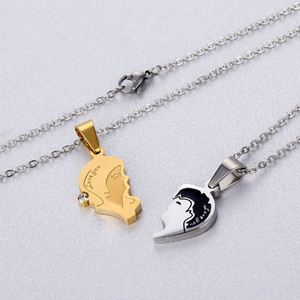Collar con Colgante de Corazón Roto Chapado en Oro para Enamorados Chinos, Regalo de San Valentín - Product Image 4