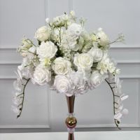 Boule de fleurs artificielle en soie blanche réaliste de haute qualité, 40 cm, centre de table pour la décoration élégante des événements festifs