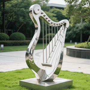 Estátua de Violoncelo, Guitarra, <span class=keywords><strong>Sitar</strong></span> em Aço Inoxidável Personalizada, Escultura de Instrumento de Cordas, Decoração Externa - Product Image 2