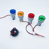AD16-22DSV Digital Bulat 22Mm, Voltmeter Tabung AC 60-500V Mini Voltase Meter LED Digital Indikator Voltmeter Tampilan