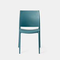Chaise de salle à manger empilable en plastique turquoise