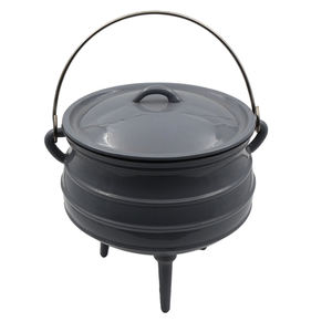 Cocotte hollandaise émaillée en fonte à trois pieds de 26 cm avec poignée en fil métallique pour la cuisson en extérieur - Product Image 1