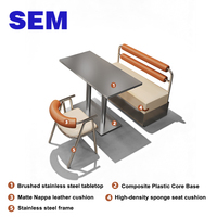 Ensemble de canapé et de chaises de salle à manger en acier inoxydable moderne SEM pour restaurant occidental et cantine d'hôtel