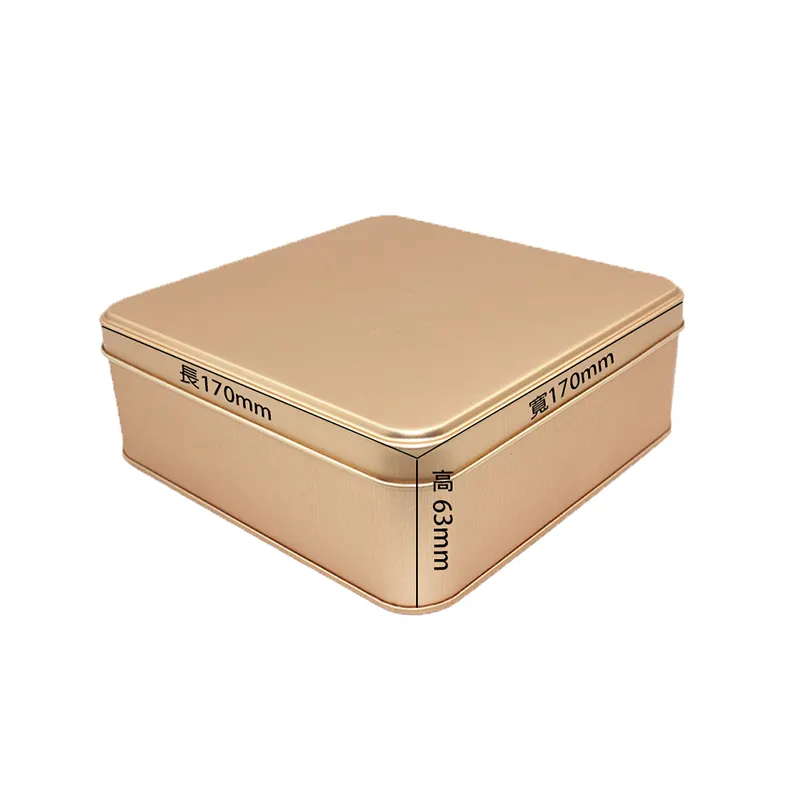 Wholesale 170*170*63mm Cookies Metal Tin Box Square Shape Food Packaging Boxes