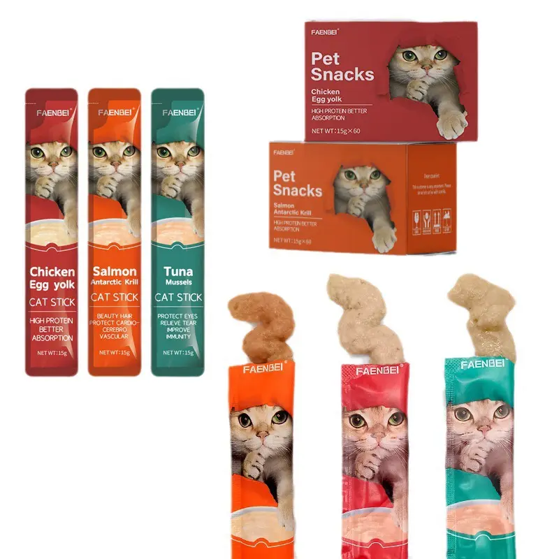 ボックス全体の卸売猫のストリップスナック若いペットの栄養肥厚猫の食べ物缶詰