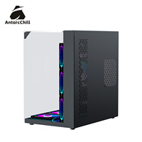 Gabinete Gaming AntarcChill Black Full Tower Panorámico con Panel de Vidrio Frontal y Lateral, Compatible con AIO de 360mm, ATX, USB 3.0