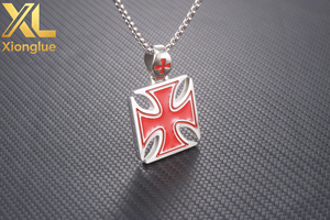 Nouveau Collier Pendentif Croix des Templiers Classique en Acier Inoxydable, Design Tendance, Plaqué Titane, Unisexe pour Enfants, Très Populaire - Product Image 4