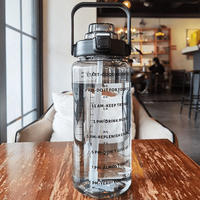 Bouteille d'eau de sport 2L avec paille, grande capacité, portable, pour voyage, fitness, avec marqueur de temps