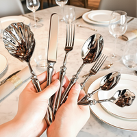 Ensemble de couverts de luxe haut de gamme en acier inoxydable pour mariage, hôtel, restaurant occidental – Cuillère coquille, nouveau design
