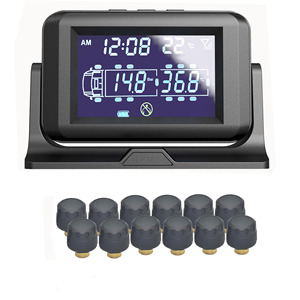 Salida de fábrica, camión, remolque, autobús, sistema de Sensor de <span class=keywords><strong>presión</strong></span> de <span class=keywords><strong>neumáticos</strong></span> Digital inalámbrico Solar, 12 ruedas, Monitor de calibre aprobado por CE, TPMS para - Product Image 1