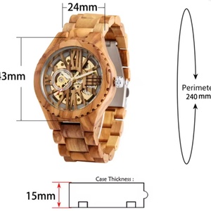 Luxury Fashion Hollow Movement Cool Unisex Wooden <b>Mechanical</b> <b>Watch</b> Men's Luxury Wooden <b>Watch</b> Best Holiday Gift - Product Image 3