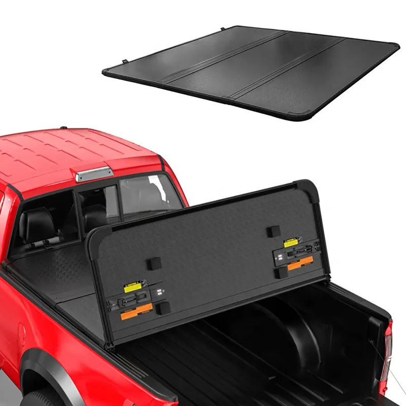 ABS Matte Black Tri-Fold/3 Fold 5FT Hard Truck Bed Tonneau Cover On Top Fit For Ford Ranger T6 T7 T8 2012-2021