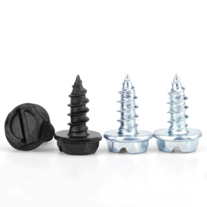 # <span class=keywords><strong>8</strong></span> tornillos autorroscantes negros de cabeza hexagonal ranurada con brida de 3/<span class=keywords><strong>8</strong></span>" 2/56 para matrícula - Product Image 1