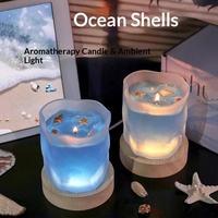 Bougie parfumée artisanale moderne en forme de coquillage marin, dans un bocal en verre, vente en gros, décoration intérieure, parfum longue durée, niche haut de gamme