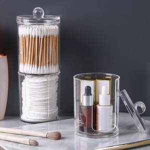 Boîte à cotons-tiges double couche avec couvercle, rangement pour tampons de maquillage, organisateur de bureau transparent pour le rangement des cosmétiques, capacité de 250 - Product Image 3
