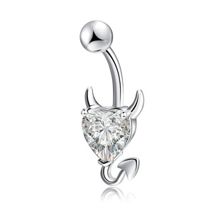 Anillos <span class=keywords><strong>de</strong></span> Ombligo <span class=keywords><strong>de</strong></span> Acero Inoxidable Plateados con Circonita, Diseño Sexy <span class=keywords><strong>de</strong></span> Pequeño Diablo, para Unisex, Regalo para Bodas, Compromisos y Fiestas - Product Image 1
