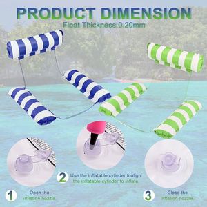 Cama Flotante Inflable Personalizada de 2 Piezas para Piscina, con Bomba Manual, Hamaca Inflable de PVC de Tres Tubos, Flotador Acuático - Product Image 4