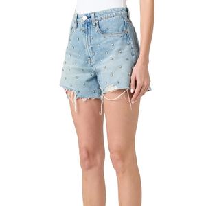 Nouveauté été : Short en jean taille haute orné de strass, personnalisable avec logo, respirant, pour femme - Product Image 2