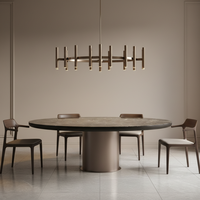 Table à manger moderne en marbre italien avec pieds en métal, forme ronde, mobilier de salle à manger pour 10 personnes