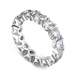 S925 Plata de ley Micro-Incrustaciones Fila de diamantes completa Círculo Anillo apilado <span class=keywords><strong>Diamante</strong></span> de laboratorio Estilo de moda con chapado en rodio - Product Image 6