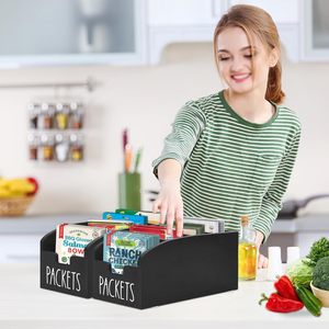 Wooden Spice Bag Storage Box Rectangle Multi Compartment <b>Kitchen</b> Organizer For Coffee Tea Packets - Product Image 2