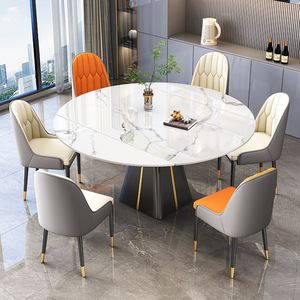 <span class=keywords><strong>Tavolo</strong></span> da <span class=keywords><strong>Pranzo</strong></span> Moderno Retrattile in Pietra Sinterizzata Fatto a Mano con 6 Sedie Imbottite, Design Pieghevole <span class=keywords><strong>Salvaspazio</strong></span> Convertibile - Product Image 2