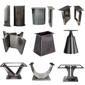 Support de meuble moderne en métal à pied central en V en acier inoxydable pour base de table à manger en marbre - Product Image 1