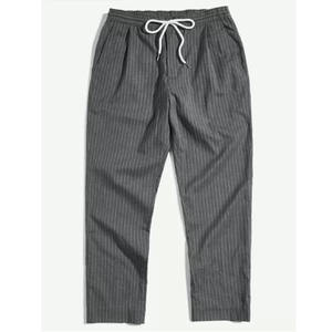 Vente en gros de pantalons de jogging légers et respirants en élasthanne/polyester avec cordon de serrage à la taille, style harem, rayures verticales, chino - Product Image 1