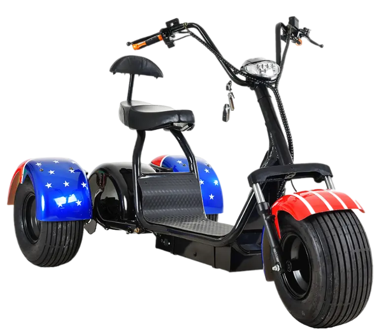 Triciclo elétrico citycoco de 3 rodas 60V 20AH, scooter elétrica com bateria de lítio removível, triciclo elétrico de 2000W