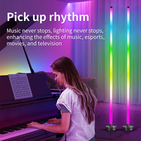Paquete de 2 Barras de Luz LED RGB para Piso, Lámpara de Esquina LED con Sincronización Musical, Activación por Sonido, Control Remoto por Aplicación, para Decoración de Sala de Juegos
