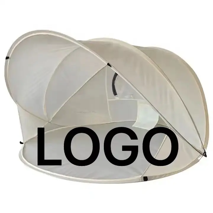 خيمة التخييم في الهواء الطلق للصيف بتصميم Shell UPF50+ خيمة الشاطئ المضادة للأشعة فوق البنفسجية والمقاومة للشمس المصنوعة من النسيج المقاوم للماء والتي تنفتح في الحال