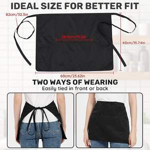 Tablier de chef de <span class=keywords><strong>serveuse</strong></span> avec 3 poches imperméable pour le nettoyage de la cuisine Tablier de taille avec logo personnalisé pour hommes et femmes - Product Image 5