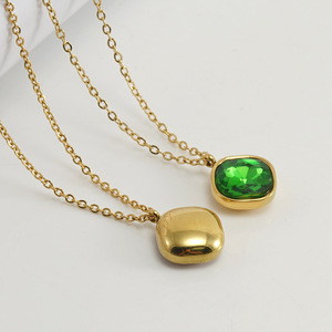 ZOGXIN Gold Plated Pendant Necklace With Irregular Zircon Stone For Women Fashion Jewelry 18K Stainless Steel Chain - Product Image 3