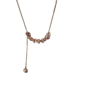 Collar de Plata 925 con Perla Natural Violeta y Reflejo del Atardecer para Mujer, Diseño Único y Delicado con Cadena para Clavícula - Product Image 3