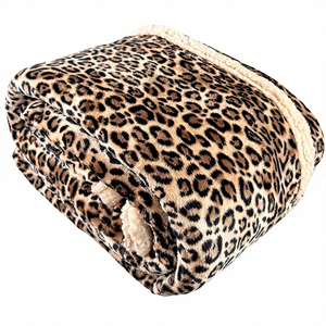 Manta de Franela Suave a Cuadros Tata Home, Manta de Sherpa Súper Cálida y Aterciopelada, Estilo Retro, para Sofá, Diseño de Leopardo, Individual, 150x200 cm - Product Image 1