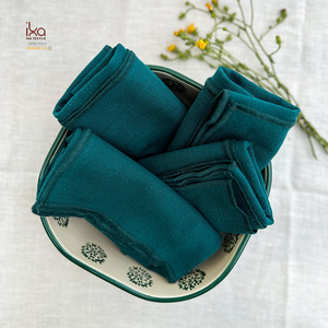 Serviettes en coton faites à la main, lavables, couleur beurre, simples, en vrac, bleu clair, rose vif, blanc, noir, <span class=keywords><strong>vert</strong></span> sauge, jaune - Product Image 4