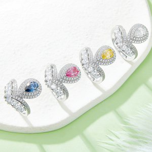 V-Hình Nước Drop Shipping S925 Sterling Silver Plated Bạch Kim Màu Moissanite Của Phụ Nữ Nhẫn Cưới 1 Carat D-<span class=keywords><strong>Class</strong></span> Gra Chứng Nhận - Product Image 3