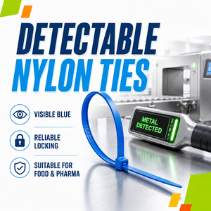 Bridas de nailon 66 detectables por metal para seguridad en el procesamiento de alimentos, sujetadores de plástico detectables por rayos X, varios tamaños 3.6*150mm - Product Image 2