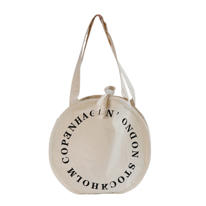 Grand sac fourre-tout en toile de coton, forme ronde, écologique et durable, tissu épais 16 oz, avec votre logo personnalisé, toile circulaire - Product Image 1