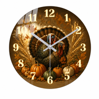 Horloge murale ronde en verre personnalisée, design arbre de Noël, mouvement silencieux à quartz, 30 cm, OEM ODM, vente en gros, décoration intérieure, cadeau