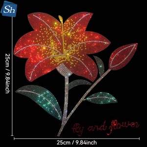 Motif Premium Grand Fleur de Pissenlit en Strass, Transfert de Cristal Thermocollant Coloré pour Sweat à Capuche, Appliques Florales Élégantes et Scintillantes - Product Image 2