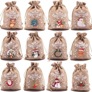 Custom Eco-Friendly Christmas Linen <b>Drawstring</b> Gift Bag Candy Storage Packaging <b>Pouch</b> & Bag for Party Favors - Product Image 3