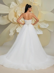 Vestido <span class=keywords><strong>de</strong></span> <span class=keywords><strong>Novia</strong></span> Personalizado 2025, Último Modelo, Blanco, Romántico, Elegante, con Encaje, Diseño <span class=keywords><strong>de</strong></span> Tirantes en la Espalda - Product Image 3