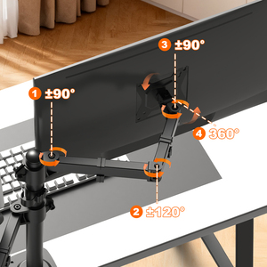 खकुहोओ डुअल डेस्क मॉनिटर माउंट लैपटॉप स्टैंड मिश्र धातु स्टील 90 टिल्ट 100-400 मिमी ऊंचाई समायोजन एर्गोनोमिक होम ऑफिस डेस्क स्टॉक - Product Image 5